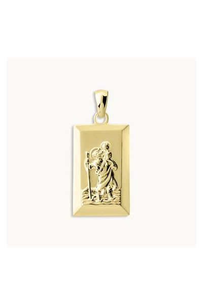 Gold Plated Sterling Silver Medium Rectangle St Christopher Pendant