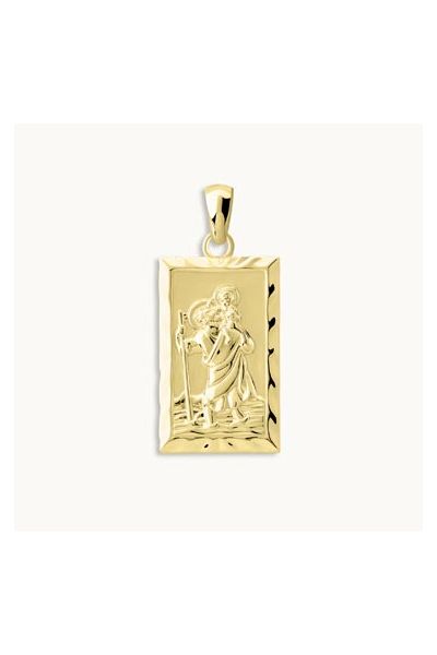 Gold Plated Sterling Silver Medium Rectangle St Christopher Pendant