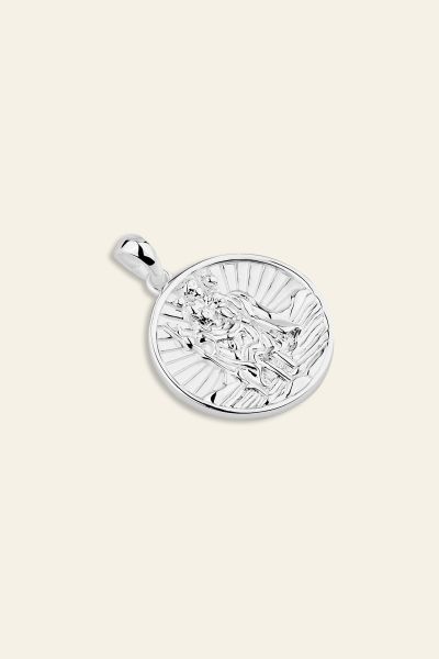 Sterling Silver 20mm Round St Christopher Pendant