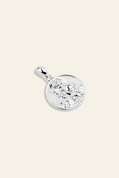 Sterling Silver 16mm Round St Christopher Pendant
