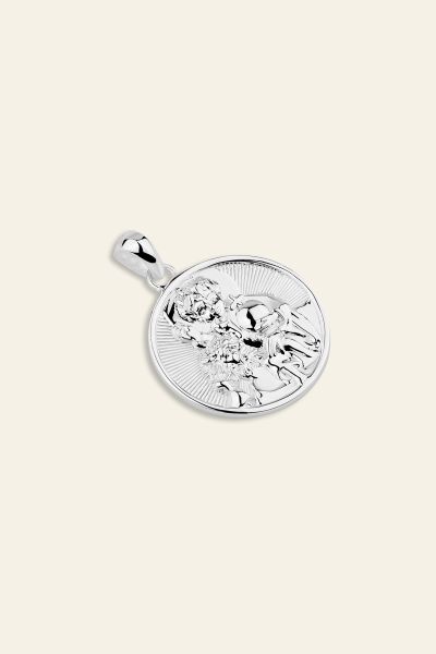 Sterling Silver 20mm Round St Christopher Pendant