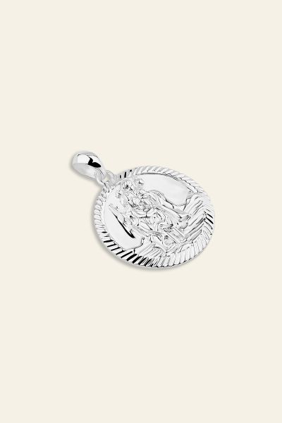 Sterling Silver 20mm Round St Christopher Pendant
