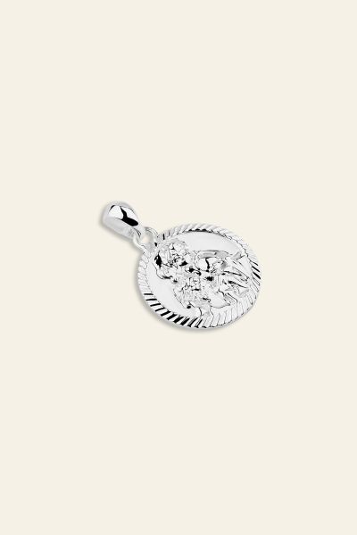Sterling Silver 16mm Round St Christopher Pendant