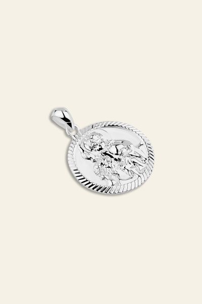 Sterling Silver 20mm Round St Christopher Pendant