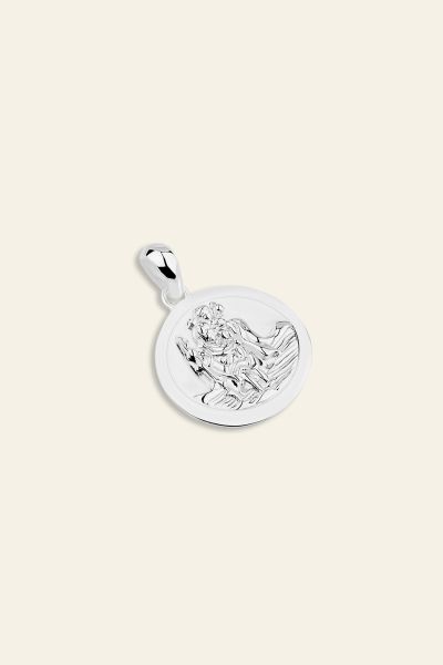 Sterling Silver 16mm Round St Christopher Pendant