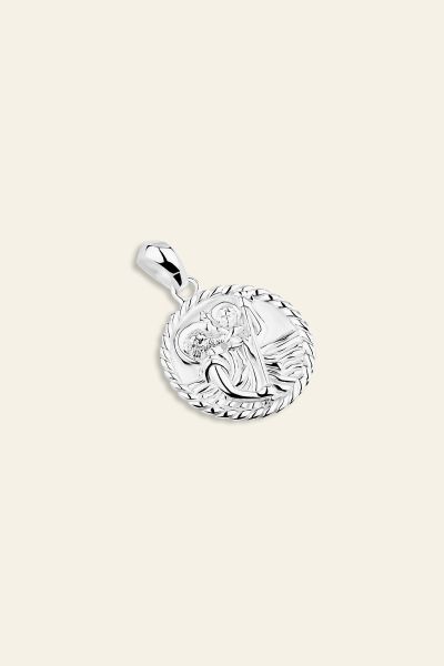 Sterling Silver 16mm Round St Christopher Pendant