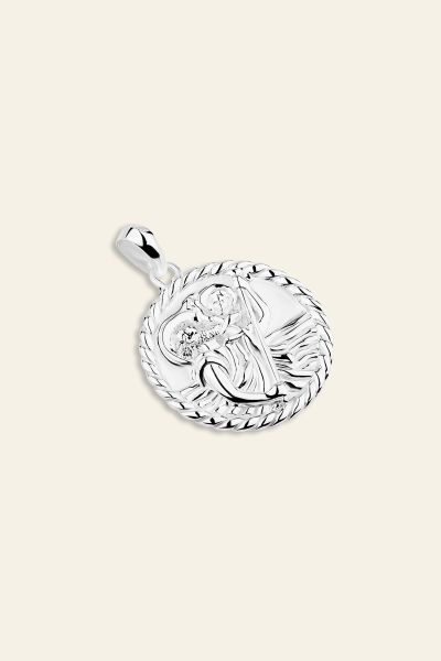 Sterling Silver 20mm Round St Christopher Pendant