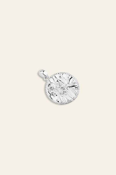 Sterling Silver Round St Christopher Pendant 20mm