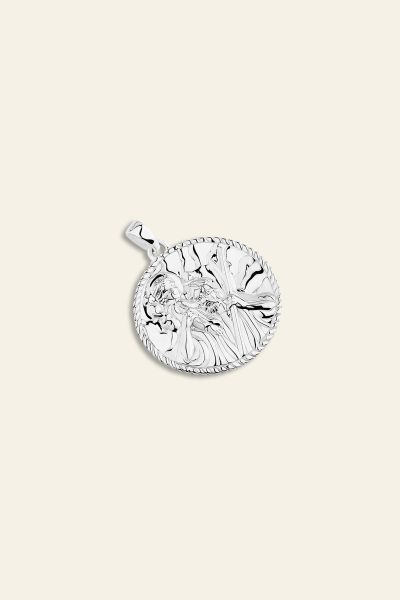 Sterling Silver Round St Christopher Pendant 24mm