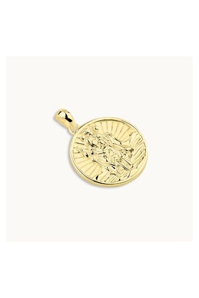 Gold Plated Sterling Silver 20mm Round St Christopher Pendant