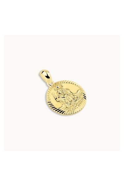 Gold Plated Sterling Silver 16mm Round St Christopher Pendant