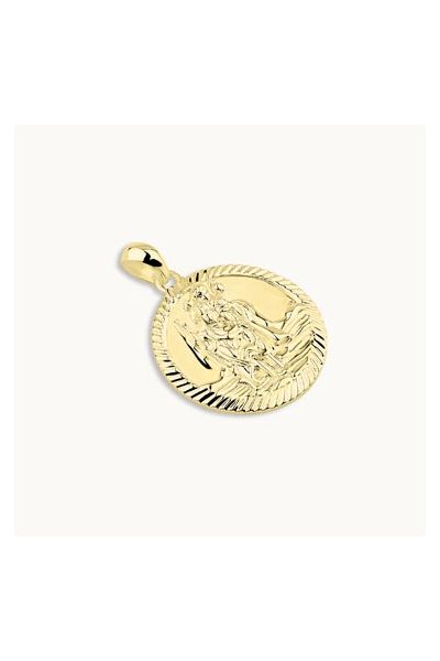 Gold Plated Sterling Silver 20mm Round St Christopher Pendant
