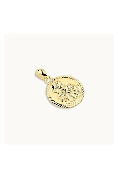 Gold Plated Sterling Silver 16mm Round St Christopher Pendant