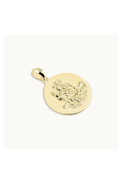 Gold Plated Sterling Silver 20mm Round St Christopher Pendant