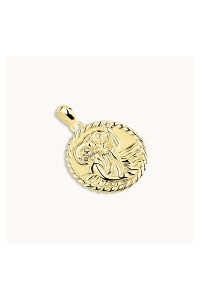 Gold Plated Sterling Silver 20mm Round St Christopher Pendant