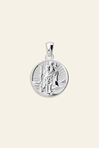 Sterling Silver 16mm Round St Christopher Pendant