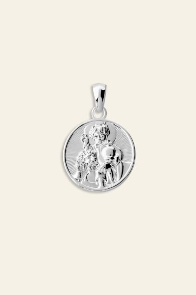 Sterling Silver 16mm Round St Christopher Pendant