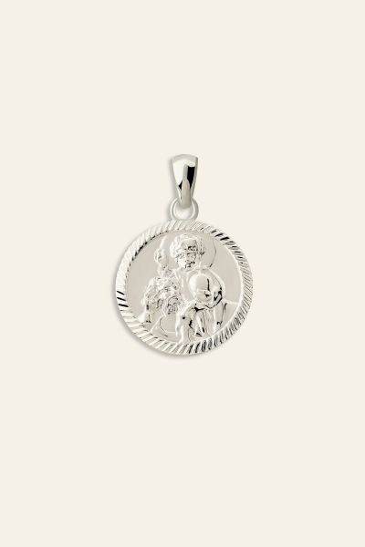 Sterling Silver 20mm Round St Christopher Pendant