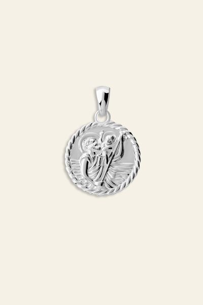 Sterling Silver 16mm Round St Christopher Pendant