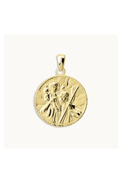 Gold Plated Sterling Silver Round St Christopher Pendant
