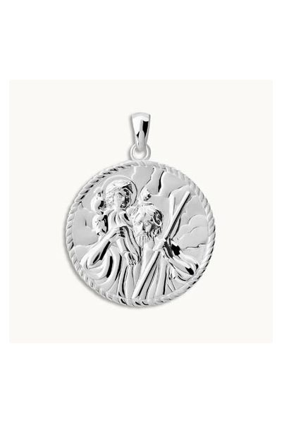 Sterling Silver Round St Christopher Pendant
