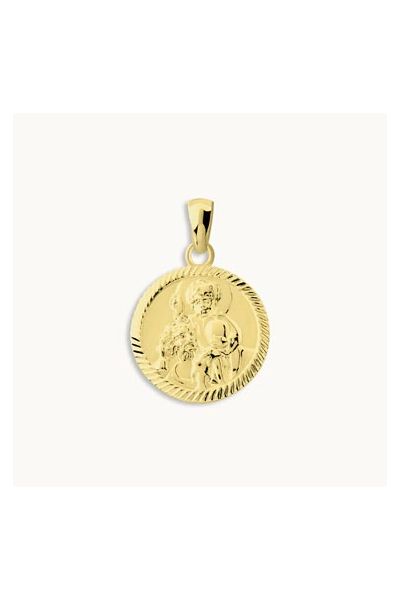 Gold Plated Sterling Silver 16mm Round St Christopher Pendant