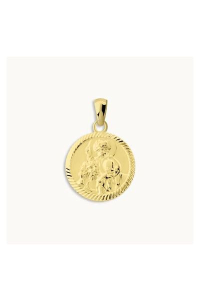 Gold Plated Sterling Silver 20mm Round St Christopher Pendant