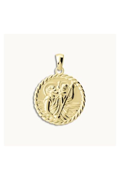 Gold Plated Sterling Silver 20mm Round St Christopher Pendant