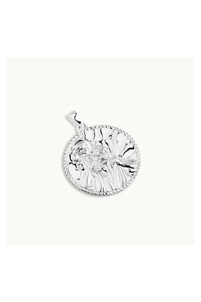 Sterling Silver Round St Christopher Pendant