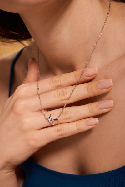 Sterling Silver Swallow Bird Necklace