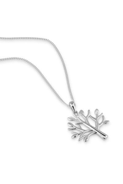 Sterling Silver Tree of Life Necklace with Curb Chain