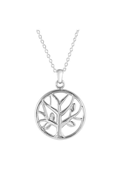 Sterling Silver Round Tree of Life Necklace with Cable Chain