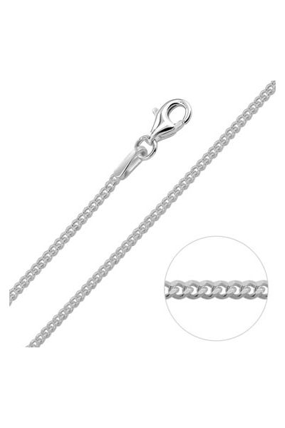 Sterling Silver 1.4mm Diamond Cut Curb Chain Necklace