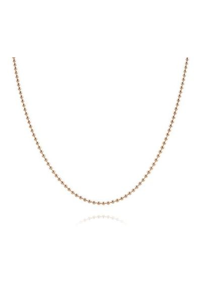 9ct Rose Gold Plated Ball Bead Chain Necklace 1.5mm Angle