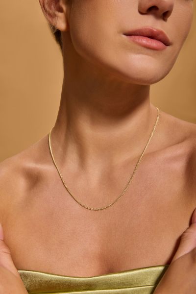  9ct Yellow Gold Plated 1.3mm Spiga Wheat Chain Necklace