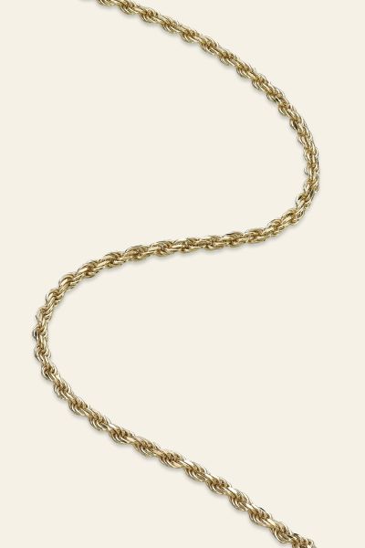  9ct Yellow Gold Plated 2.3mm Diamond Cut Rope Chain Necklace