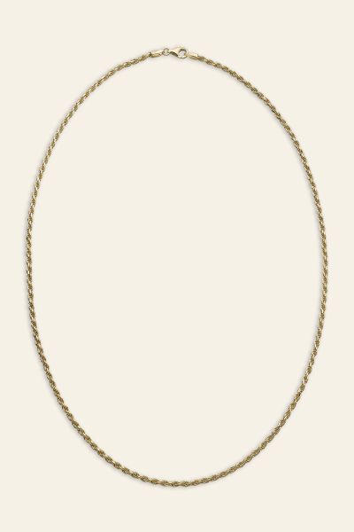  9ct Yellow Gold Plated 2.3mm Diamond Cut Rope Chain Necklace