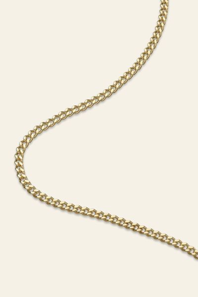  9ct Yellow Gold Plated 2.4mm Diamond Cut Curb Chain Necklace