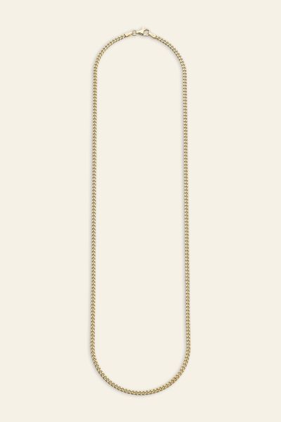  9ct Yellow Gold Plated 2.4mm Diamond Cut Curb Chain Necklace