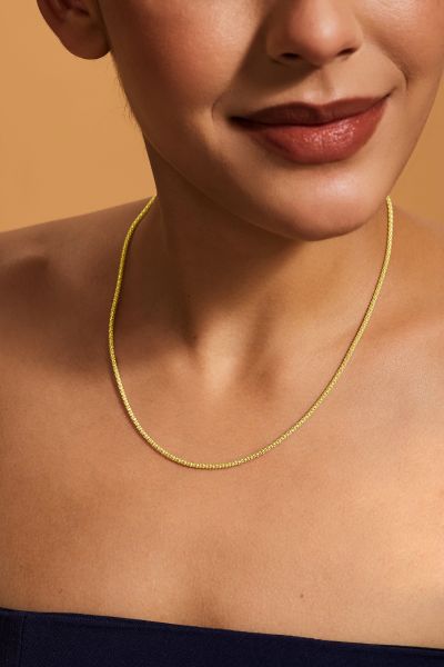  9ct Yellow Gold Plated 2mm Popcorn Chain Necklace