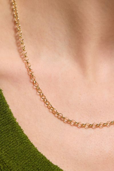  9ct Yellow Gold Plated 3.4mm Belcher Rolo Chain Necklace
