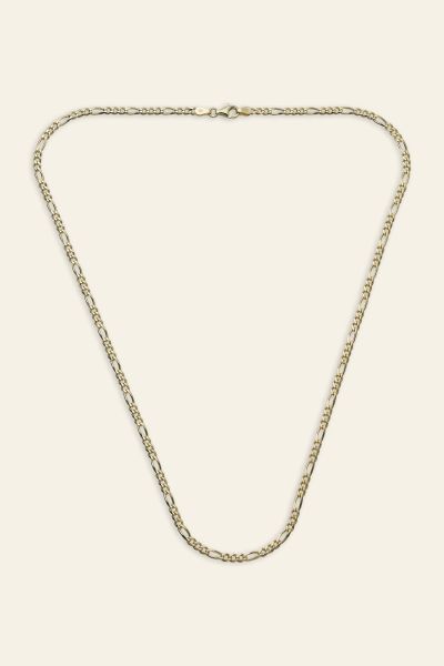 9ct Yellow Gold Plated 3mm Diamond Cut Figaro Chain Necklace