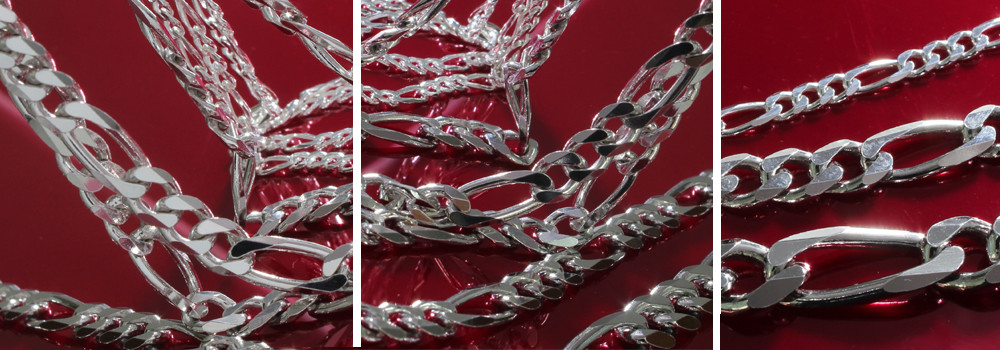 Sterling Silver Diamond Cut Figaro Chain