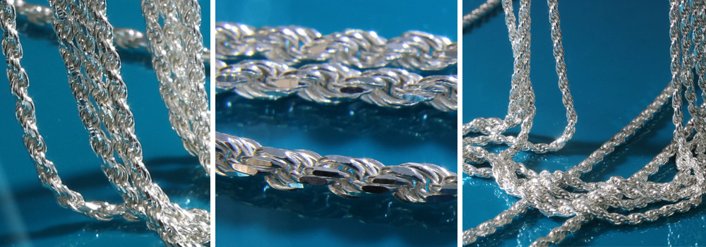 Sterling Silver Diamond Cut Rope Chain