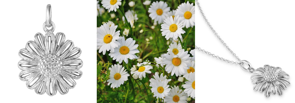 Sterling Silver April Daisy Flower Pendant
