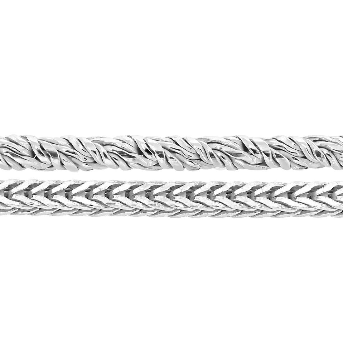 Sterling Silver Twisted Round Foxtail Chain